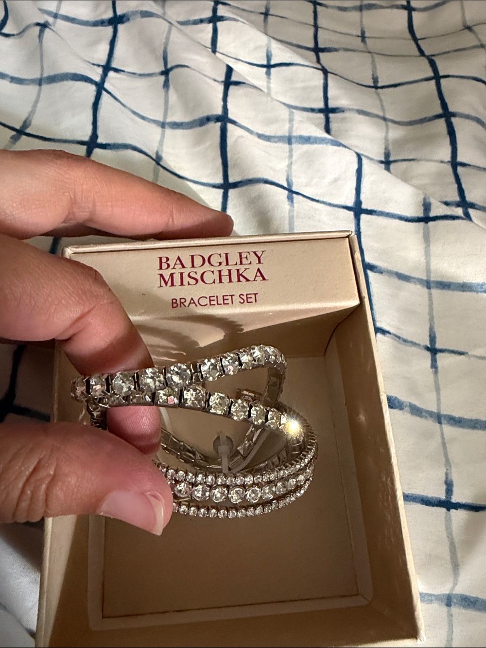 Badgley Mischka Silver Crystal Bracelet Set